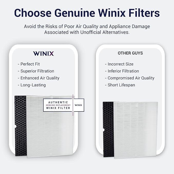 Genuine Winix 116130 Replacement Filter H for 5500-2 Air Purifier , 16.25"L x 12.5"W x 1.5"Th, White