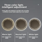 Bathroom Mirror with LED Lights, Wall Mirror with Touch Sensor, Round Mirror with Demister Pad, 3 Light Modes, for Living Room and Bathroom(A,50cm/19.7in)
