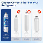 PUREPLUS LT800P NSF/ANSI 53&42 Certified Replacement for LG ADQ73613401, Kenmore 469490, 9490, ADQ73613402, ADQ736134, Refrigerator Water and Air Filter Combo, 3Pack