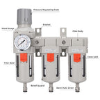 NANPU Three Stage Air Drying System - 5 Micron Particulate Filter, 0.5＆0.01 Micron Coalescing Filters, Air Pressure Regulator Combo - 0-150 psi Gauge, Semi-Auto Drain, Metal Bracket (1/2" NPT)