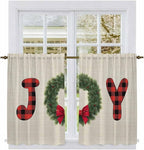 Red Green Christmas Kitchen Curtains 54 Inch Long 2 Panel Set, Rod Pocket Window Curtains Panels, Farmhouse Xmas Botanical Winter Light Filtering Drapery Draperies for Bathroom Bedroom 52"W x 54"L