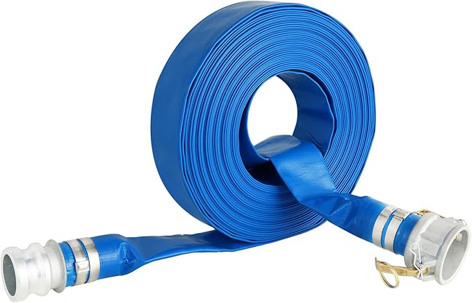2" x 100 ft Backwash Hose for Swimming Pools, Heavy Duty PVC Water Lay Flat Discharge Hose,Durable Pool Drain Hose with Aluminum Camlock C and E Fittings for Pump And Filters