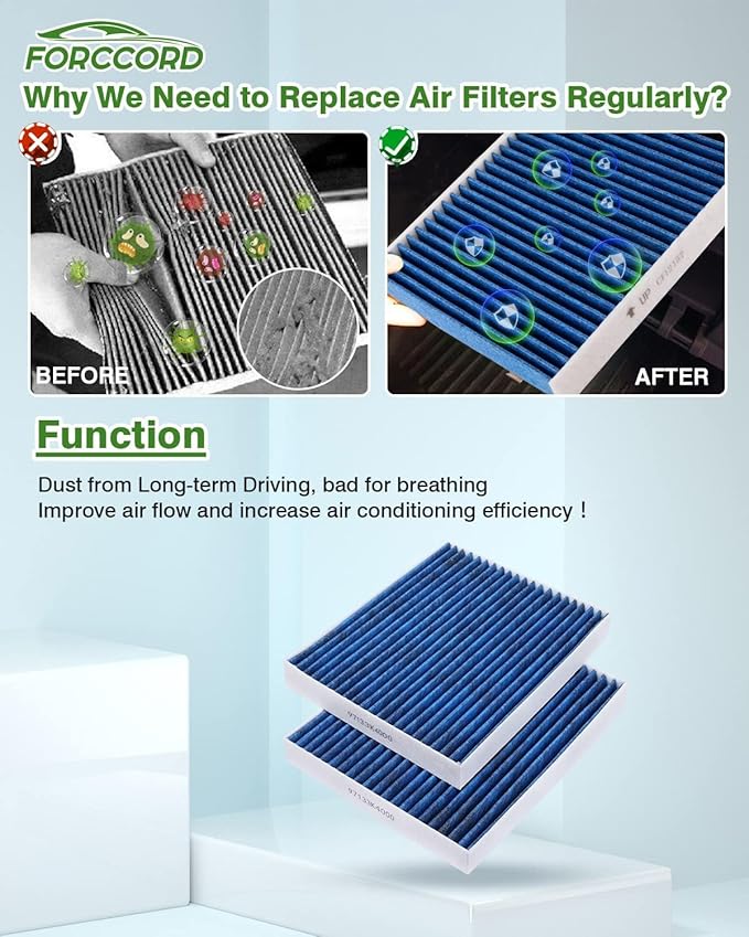 2-Pack HEPA Cabin Air Filter Fits for Ioniq 1.6L(2020-22 23), Kona Electric(19-22 23 24 25 26) Activated Carbon Cabin Filter Replacement for 97133K4000 Car Accessories