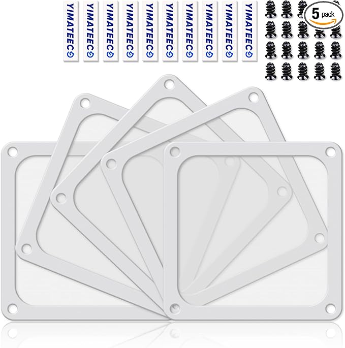 Dust Filter PC 120mm for Computer Cooler/PSU/Routers Nylon 80 Mesh, Magnetic Frame PC Fan Dust Mesh PC Cooler Filter Dustproof Computer Fan Grills (Nylon, 120 * 120mm, 5pcs, White)