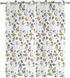 Cartoon Space Outdoor Curtains for Patio Astronauts Spacecraft Rockets Waterproof Outside Curtains with Grommet Top Weatherproof Curtain for Cabana Pergola Gazebo, 2 Pack, 54" W x 84" L