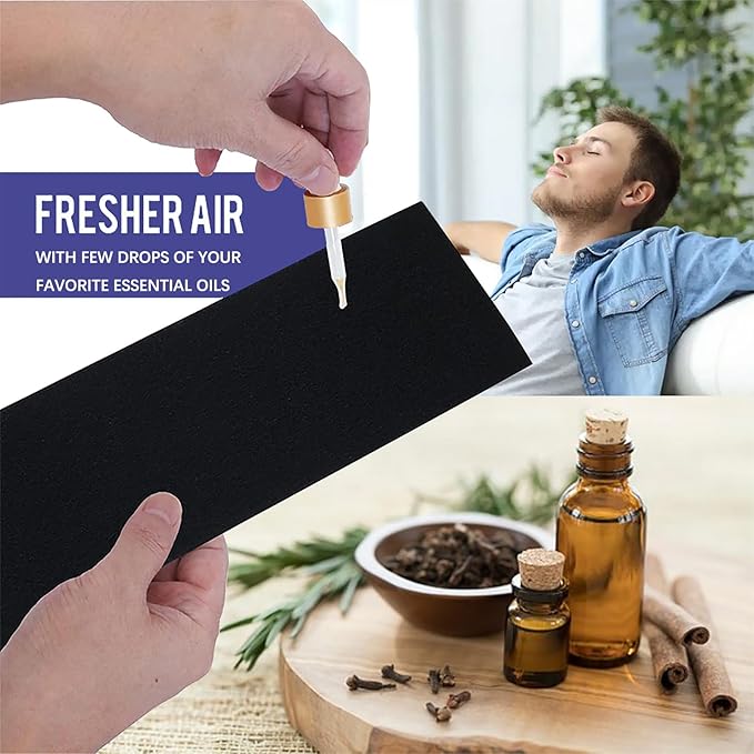 24-Pack Air Vent Filter 4 x 10 Inch Activated Charcoal, Air Vent Floor Heater Carbon Pre-Filter Sheet 4x10 Inch Work for Home Air Purifier, Register, Ceiling 4" x 10" (Black) Hoctsom