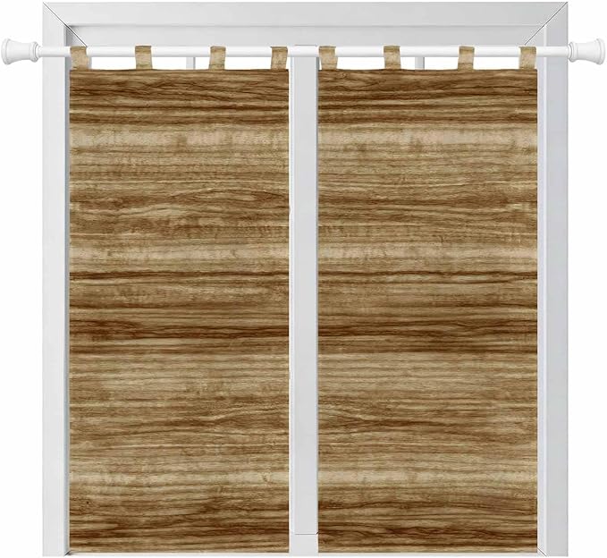 Vintage Western Living Room Curtains 84 Inch Length, Window Curtains Tab Top, Rustic Farmhouse Wooden Grain Barn Door Light Filtering Window Treatments Drapes 42"x84" 2 Panel