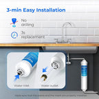 Waterdrop Inline Water Filter for Refrigerator and Ice Maker, 1 Year NSF Certified High Capacity Drinking Water Filtration System with Direct Connect Fittings,Reduces Chlorine,Sediment,Bad Taste&Odor