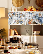Thanksgiving Pumpkin Tie Up Valance Curtains for Windows, Kitchen Curtains Window Shades, Fall Maple Leaf Daisy Wooden Grain Light Filter Roman Curtain Valances for Bedroom/Bathroom/Cafe 42'' x 12''