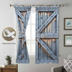 Farmhouse Wood Grain Living Room Curtains 84 Inch Length, Window Curtains Tab Top, Vintage Country Barn Gate Textured Light Filtering Window Treatments Drapes 52"x84" 2 Panel