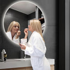 Bathroom Mirror with 3 Colour LED Lights, Lighted Bathroom Makeup Wall Mounted Mirror with Demister Pad, Touch Switch Mirror for Entryway, Bathroom, Vanity(19.6"/50cm)