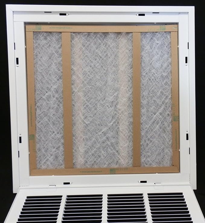 HVAC Premium 8 x 16 Duct Opening Steel Return Air Filter Grille, for 1-inch Filter, Removable Door, Flat Stamped HVAC Vent Cover Grille, Outer Dimensions 10.5 x 18.5