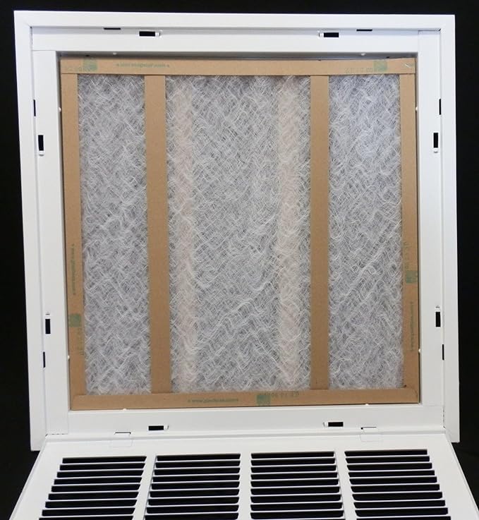 HVAC Premium 25" X 12" Steel Return Air Filter Grille for 1" Filter - Fixed Hinged - HVAC DUCT COVER - Flat Stamped Face - White [Outer Dimensions: 27 5/8"w X 14 5/8"h]