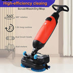 Floor Polisher Commercial, Dual-Brush Rotary Floor Scrubber, Lightweight Electric Floor Cleaner, 360° Rotating Head, Wet Dry Floor Cleaner for Offices & Schools White
