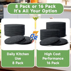 6.7 Inch Charcoal Filters for 8 Pack Kitchen Countertop Compost Bins- Extra Thick 0.4" for Longer Lasting Activated Carbon
