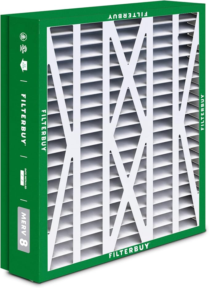 Filterbuy 21x27x5 Air Filter MERV 8 Essential Dust & Allergy Defense (4-Pack), Pleated HVAC AC Furnace Filters for Trane Perfect Fit & American Standard (Actual Size: 20.56 x 26.13 x 4.97)