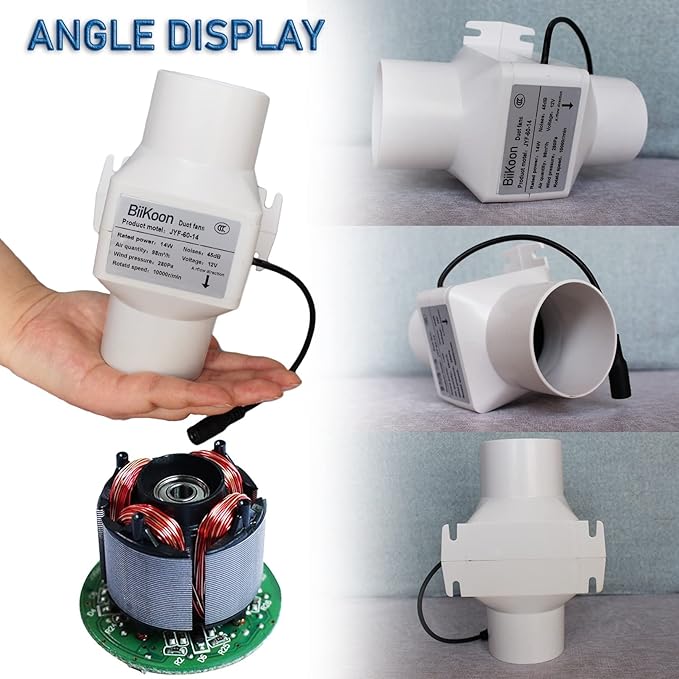 2.36”Inline Duct Fan 12V Dc Ventilation Exhaust Fan Small Hydroponics Blower 60Mm Mini Air Diffuser Booster for Heating Cooling Grow Tents (Color : Adjustable Speed, Size : 14w)