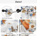 Navy Blue Pumpkin Fall Kitchen Tier Curtains 45 Inch Long 2 Panel Set,Rod Pocket Short Window Treatment,Thanksgiving Maple Leaves Branches Curtains & Drapes for Bathroom Basement 27.5"W x 45"L
