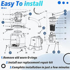 Sand Filter Pump O-Ring Replacement Kit (12-Piece) - Compatible with Intex/Krystal Clear Models 26641EG, 28645EG & Part 25013 Air Release Valve - Pool Filter Gasket Seals Set