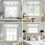 Eucalyptus Leaves Daisy Sheer Valance Curtains, Summer Farmhouses Flower Light Filtering Kitchen Valances Rod Pocket Voile Curtain Window Treatment for Bedroom/Living Room/Basement 60Wx18L