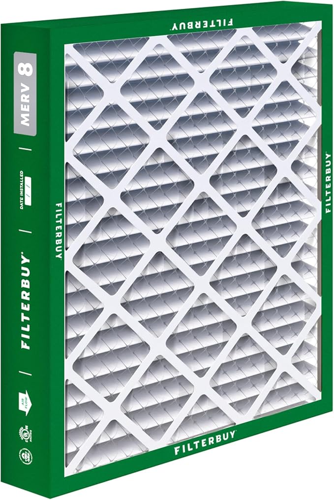 Filterbuy 20x20x5 Air Filter MERV 8 Essential Dust & Allergy Defense (4-Pack), Pleated HVAC AC Furnace Filters for Honeywell FC100A1011, Lennox X0585, and More (Actual Size: 19.63 x 19.88 x 4.38)