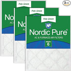 Nordic Pure 20x25x1 (Actual Size: 19 1/2 x 24 1/2 x 3/4) Poly Green MERV 6 AC Furnace Air Filters – Reduces Dust, Pollen, Pet Dander & Allergens – 3-Pack