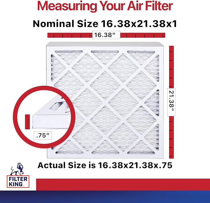 Filter King 16.38x21.38x1 Air Filter | 4-PACK | MERV 11 HVAC Pleated A/C Furnace Filters | MADE IN USA | Actual Size: 16.38 x 21.38 x .75"