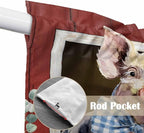 Pig Sunflowers Swag Valances for Windows, Eucalyptus Leaves Floral Bees Red Barn Rod Pocket Kitchen Curtains Valance, Kitchen Window Curtains Swag for Cafe Bathroom Living Room, 2 Panels, 36x45 inch