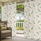 Leaf Outdoor Curtains for Patio Summer Jugal Leaves Pastoral Plant Linen Waterproof Outside Curtains with Grommet Top Weatherproof Curtain for Cabana Pergola Gazebo, 1 Panel, 54" W x 108" L