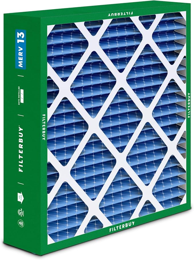 Filterbuy 17.5x21x5 Air Filter MERV 13 Optimal Smoke & Allergy Defense (3-Pack), Electrostatic Pleated HVAC AC Furnace Filters for Rheem, Ruud, and Protech (Actual Size: 17.13 x 20.63 x 4.38)