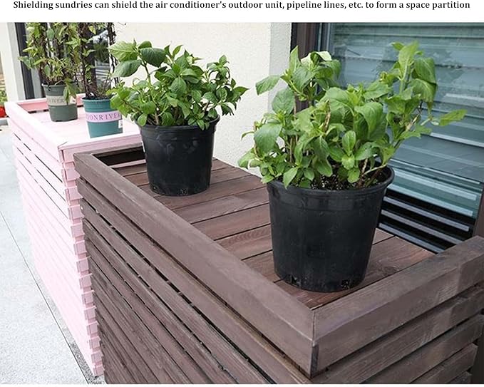 Wood Air Conditioner Fence Screen - Hide Outdoor Unit Stylishly with Tall Weatherproof Shutters Central Air Conditioner Covers (Gray L120Xw60Xh105Cm)