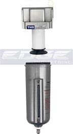 HEAVY DUTY INDUSTRIAL RATED HIGH FLOW PARTICULATE FILTER, IN-LINE WATER TRAP FOR COMPRESSED AIR LINE SYSTEMS, 5 MICRON WITH METAL BOWL (1/2" NPT, 5oz)