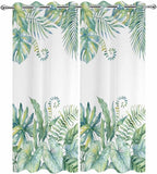 Leaves Outdoor Curtains for Patio Green Leaf Tropical Plants Farmhouse Pastoral Waterproof Outside Curtains with Grommet Top Weatherproof Curtain for Cabana Pergola Gazebo, 2 Pack, 54" W x 95" L