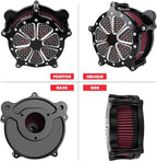 Twin Cam Air Filter Cleaner Intake Filter Compatibel with Harley Davidson Touring Trike 2008-206, Softail 2016-2017, FXDLS 2017, High Flow Air Filter
