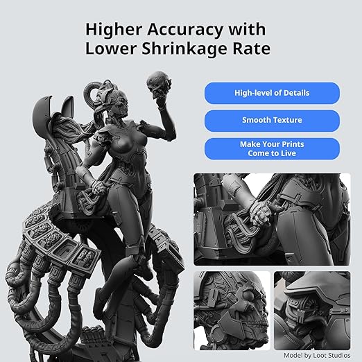 ANYCUBIC ABS-Like Resin 3.0, 3D Printer Resin with Enhanced Strength and Toughness, High Precision and Minimal Shrinkage, Wide Compatibility for All LCD Resin 3D Printers (Black, 2kg)