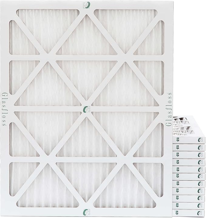 Glasfloss ZL 20x25x1 MERV 13 (FPR 10) Air Filters for AC and Furnace. Case of 12. Actual Size: 19-1/2 x 24-1/2 x 7/8