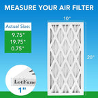 LotFancy 10x20x1 Air Filter MERV 8 6-Pack, Electrostatic Pleated Furnace & AC Filter, Captures Dust, Pet Hair, Pollen, Actual Size: 9.75"x19.75"x0.75"