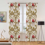 2 Panel Kitchen Cafe Curtains, Camels Palm Trees Sunlight Filtering Nature Air Through, Window Decor Tier Curtains for Living Room 104W x 96L inch Desert Date Coconut Trees Leaves Cords Beige