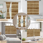 Vintage Western Kitchen Curtains 36 Inch Length, Small Window Curtains Tab Top, Rustic Farmhouse Wooden Grain Barn Door Light Filtering Short Window Treatments Tier Drapes 27.5"x36" 2 Panel