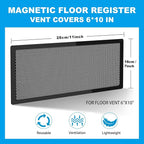 4 Packs Floor Register Vent Cover, 7"x11" Sticky Air Vent Screen Mesh Covers with Non-Magnetic Adhesive PET Gel - Securely Attaches to Plastic, Wood, Stone & More (Black)