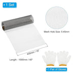 PATIKIL 40"L x 16"W Woven Wire Mesh, 40 Mesh 304 Stainless Steel Air Vent Filter Screen with Gloves for Window Security Vent Cover Filtration Animals Fence