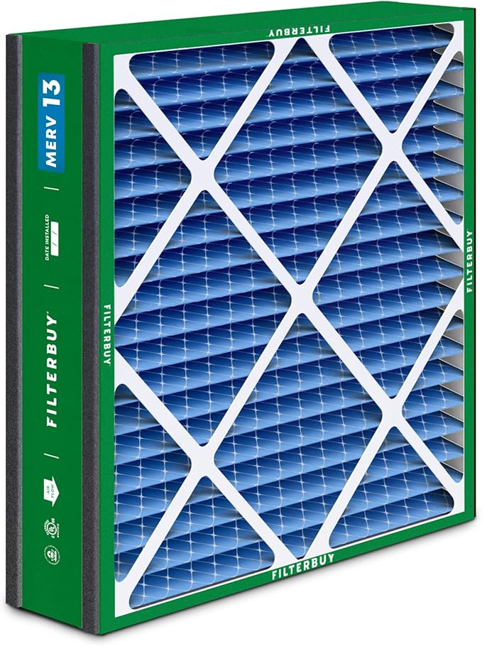 Filterbuy 20x25x5 Air Filter MERV 13 Optimal Smoke & Allergy Defense (4-Pack), Pleated HVAC AC Furnace Filters for Trion Air Bear, Generalaire, Skuttle, and More (Actual Size: 19.63 x 24.13 x 4.88)