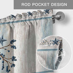 Texas Star Blue Curtain Valances for Windows, Kitchen Valance Window Treatment, Farmhouse Country Branches Wooden Grain Light Filtering Block Curtains for Bathroom/Bedroom/Living Room 60'' x 18''