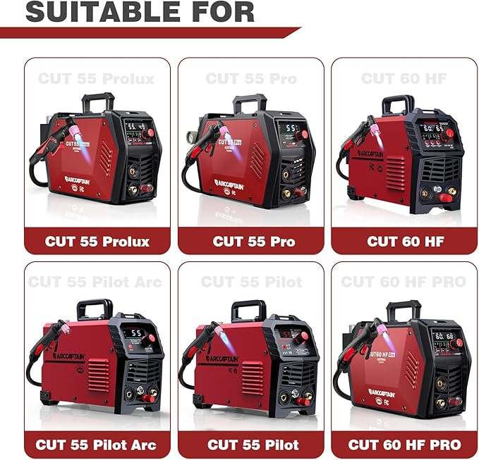 ARCCAPTAIN AG-60 Plasma Cutter Torch Consumables, 50Pcs .045'' SG-55 AG-60 WSD-60 Plasma Cutter Torch Accessories for CUT55 PRO, CUT55 PROLUX, CUT 55PILOTARC,CUT 55PIL0T, CUT 60HF, CUT 60HF PRO