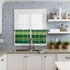 Farm Retro Green Wood Grain Window Valance Curtains, Rustic Wooden Plank Texture Light Filtering Kitchen Valance with 3-inch Rod Pocket for Living Room Bathroom Bedroom,2 Panel,27.5x36In