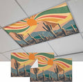 Fluorescent Light Covers for Ceiling Lights Cactus Desert Magnetic Light Filters 2 Pack 4x2 ft Boho Abstract Sun Mountain Rainbow Ceiling Lights Cover for Classroom Office School Home Drop Lamp Decor
