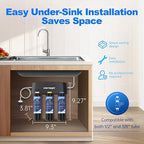 Vortopt Under Sink Water Filter,with PP,UF,and CTO Cartridges for Water Filtration and Drinking Water,F03,Black.