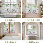 Spring Kitchen Curtains, Bicycles Botanical Leaves Rose Colorful Stripes Light Filtering Window Curtain Panels, 2Pcs Rod Pocket Window Treatments Set for Study Room Bathroom Bedroom 52x54 Inches