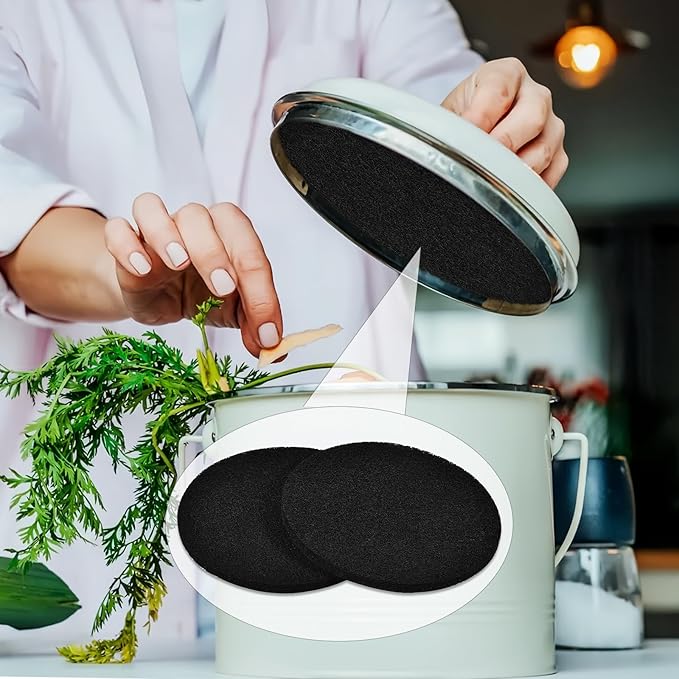 6Pcs 6.5 Inch Charcoal Filters for Kitchen Compost Bin, Replacement Activated Carbon Filters for Countertop Compost Pail Home Bucket Refill Sets, Round