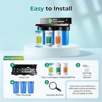 iSpring PFAS & Heavy Metals Removal 3-Stage Whole House Water Filter System, SGS-Tested to Reduce Up to 99% PFOA & PFOS, 10” x 4.5” Filters, 1” Inlet/Outlet, Model: WGB31B-PFKS